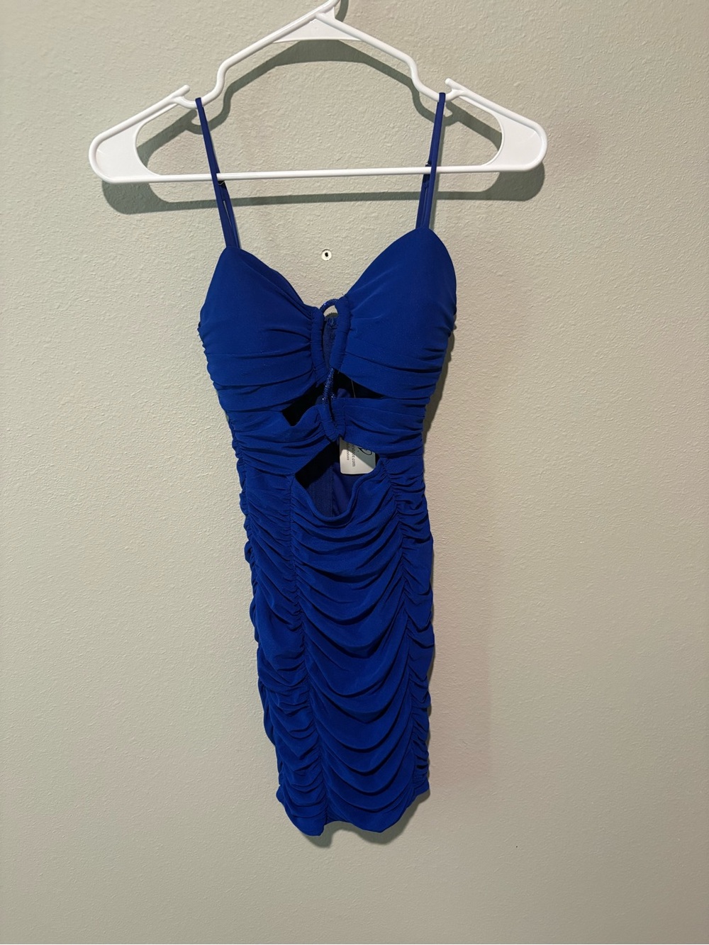 Windsor Royal Blue Ruched Mini Dress with Cutout